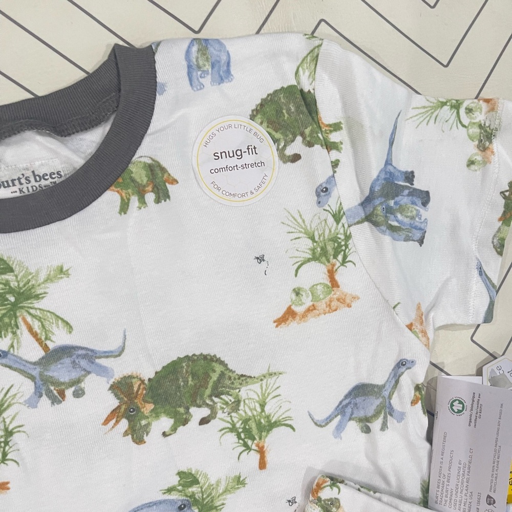 NWT Burt's Bees Kids Dinosaur Pajama Set - Picture 4 of 9
